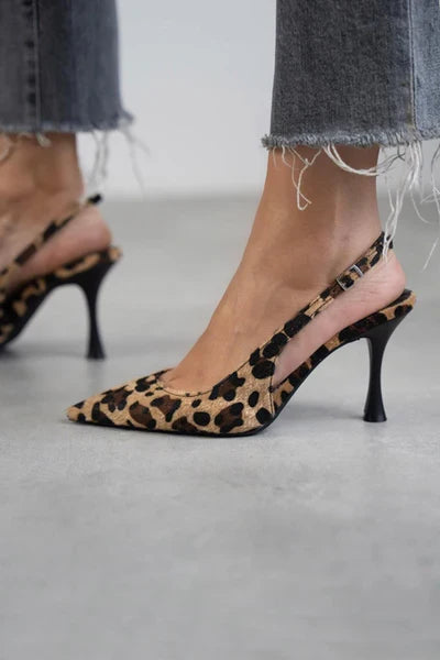 Clara - Zapatos de tacón de leopardo con punta afilada