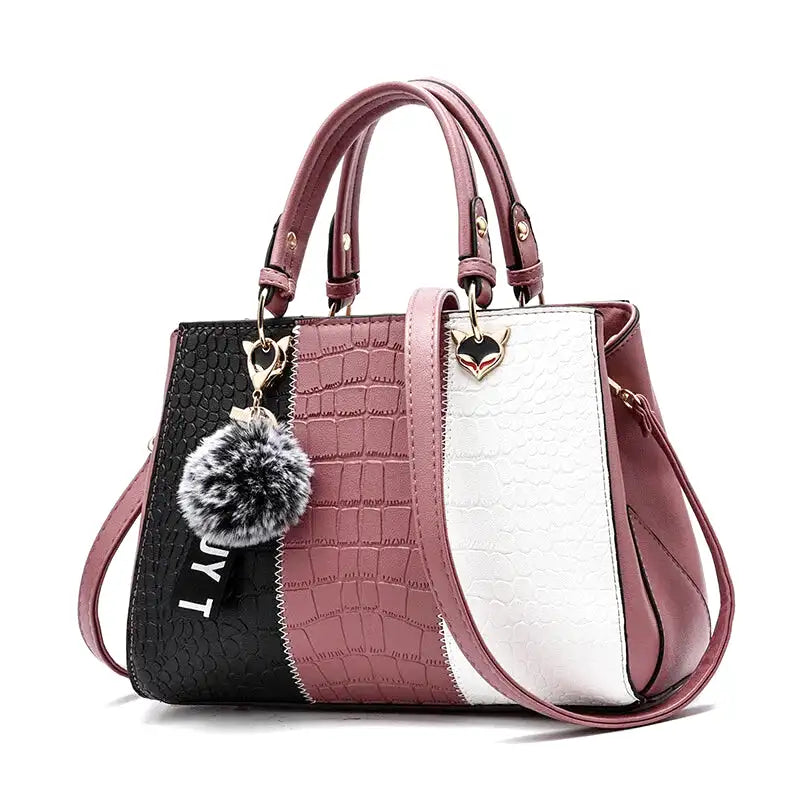 NEREIDA - Bolso Bandolera en Cuero Efecto Croco - Rosa - CARMEN VELVET