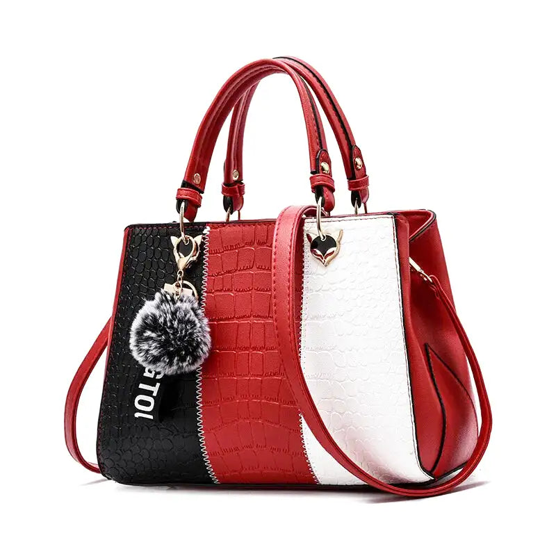NEREIDA - Bolso Bandolera en Cuero Efecto Croco - Rojo - CARMEN VELVET