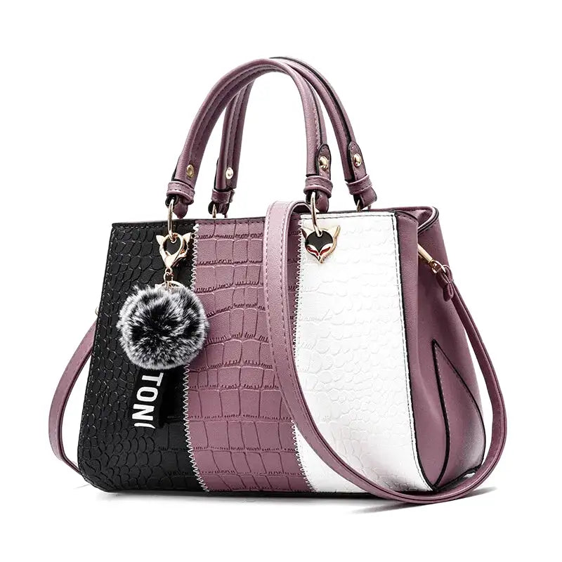 NEREIDA - Bolso Bandolera en Cuero Efecto Croco - Violeta - CARMEN VELVET