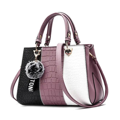 NEREIDA - Bolso Bandolera en Cuero Efecto Croco - Violeta - CARMEN VELVET