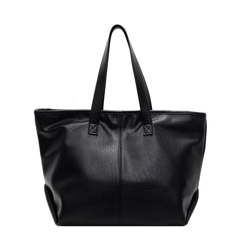 NALA - Bolso Tote Grande de tendencia en cuero - Negro - CARMEN VELVET