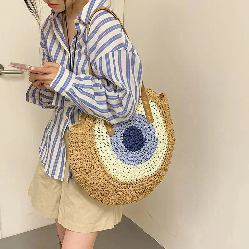 Maia - Bolso redondo de crochet con asas largas | CARMEN VELVET