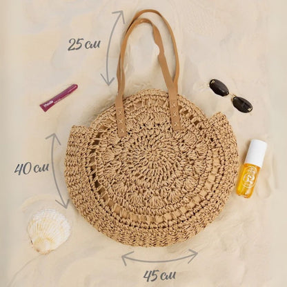 Maia - Bolso redondo de crochet con asas largas | CARMEN VELVET