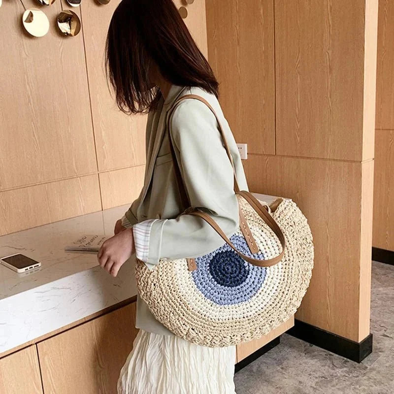 Maia - Bolso redondo de crochet con asas largas | CARMEN VELVET