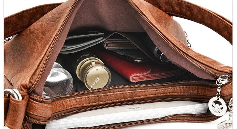 ODALIS - Bolso Bandolera en cuero multibolsillos - CARMEN VELVET