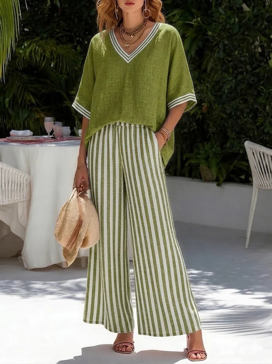 Lía - Conjunto con motivo de rayas elegante y de estilo diario