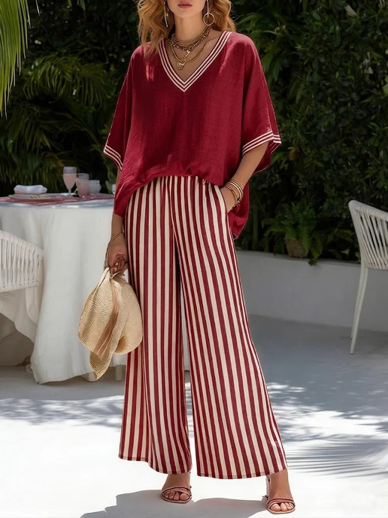 Lía - Conjunto con motivo de rayas elegante y de estilo diario