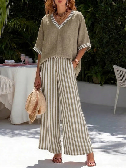 Lía - Conjunto con motivo de rayas elegante y de estilo diario