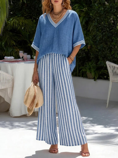 Lía - Conjunto con motivo de rayas elegante y de estilo diario