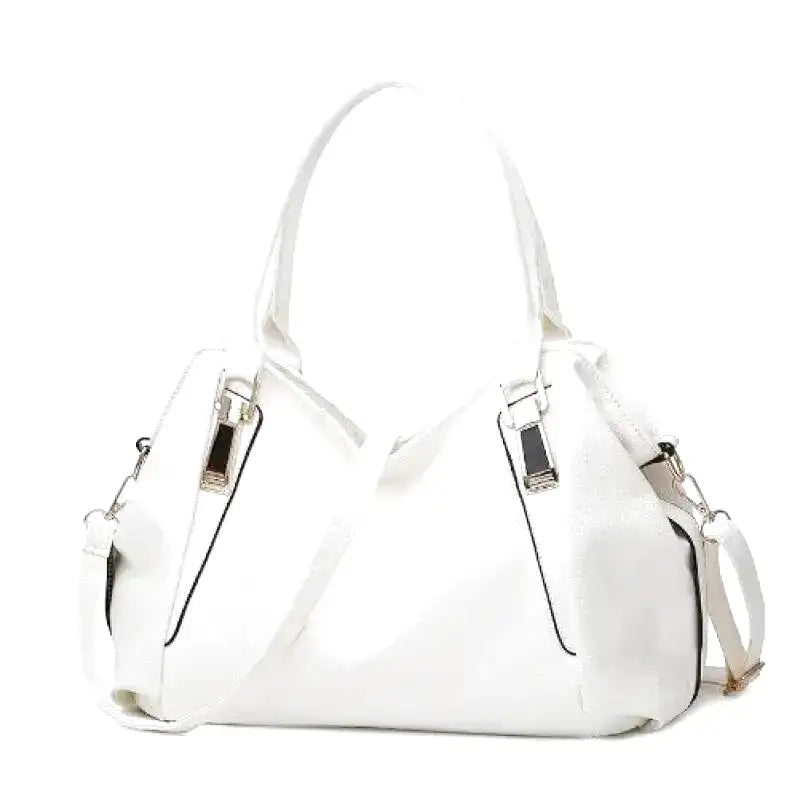 PLYMONIE - Bolso minimalista en cuero granulado gran capacidad - Blanco - CARMEN VELVET