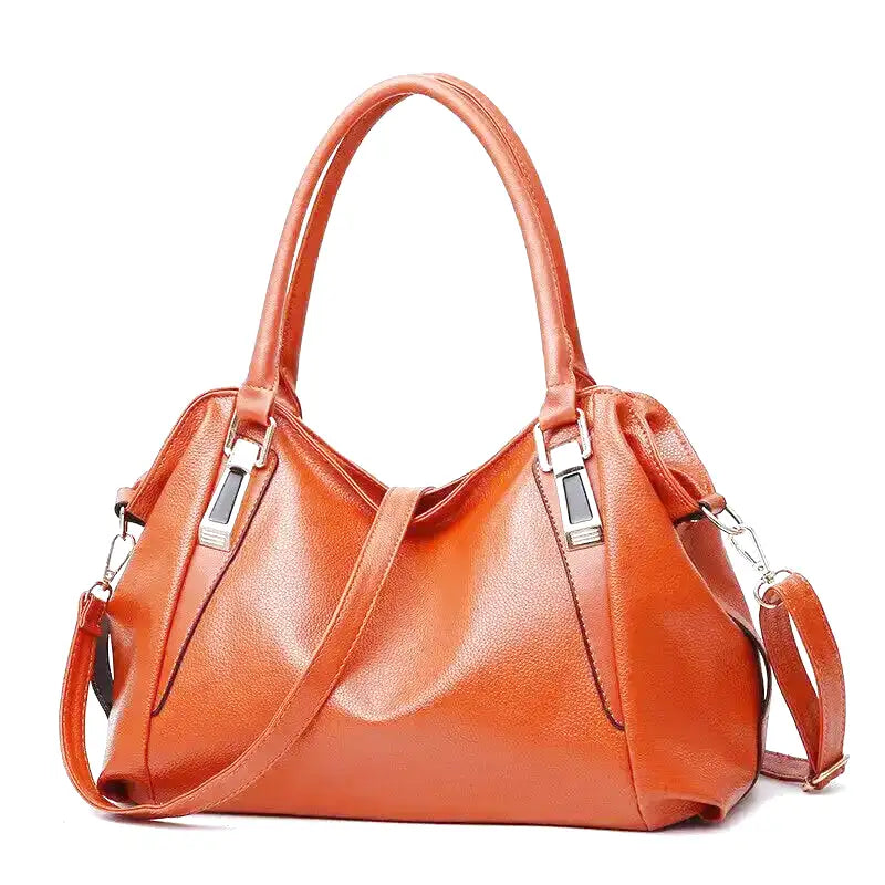 PLYMONIE - Bolso minimalista en cuero granulado gran capacidad - Marrón - CARMEN VELVET