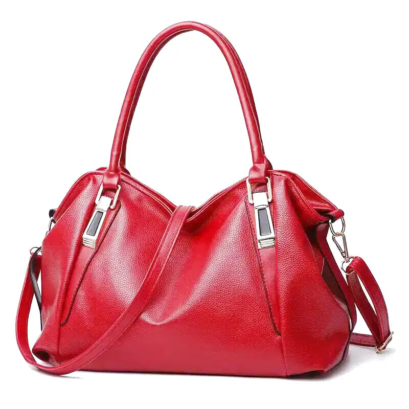 PLYMONIE - Bolso minimalista en cuero granulado gran capacidad - Rojo - CARMEN VELVET