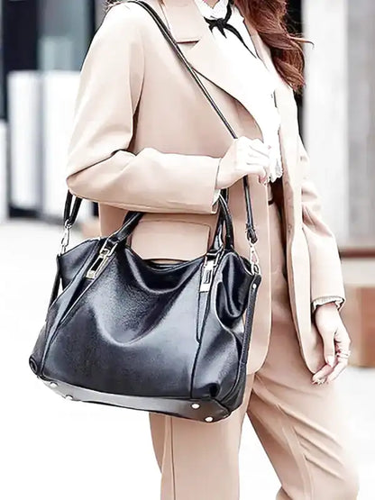 PLYMONIE - Bolso minimalista en cuero granulado gran capacidad - CARMEN VELVET