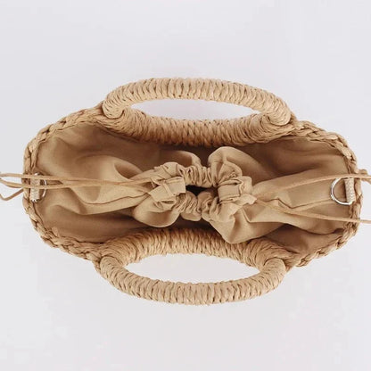 Greta - Sac rond en paille avec poignée rigide — image 5