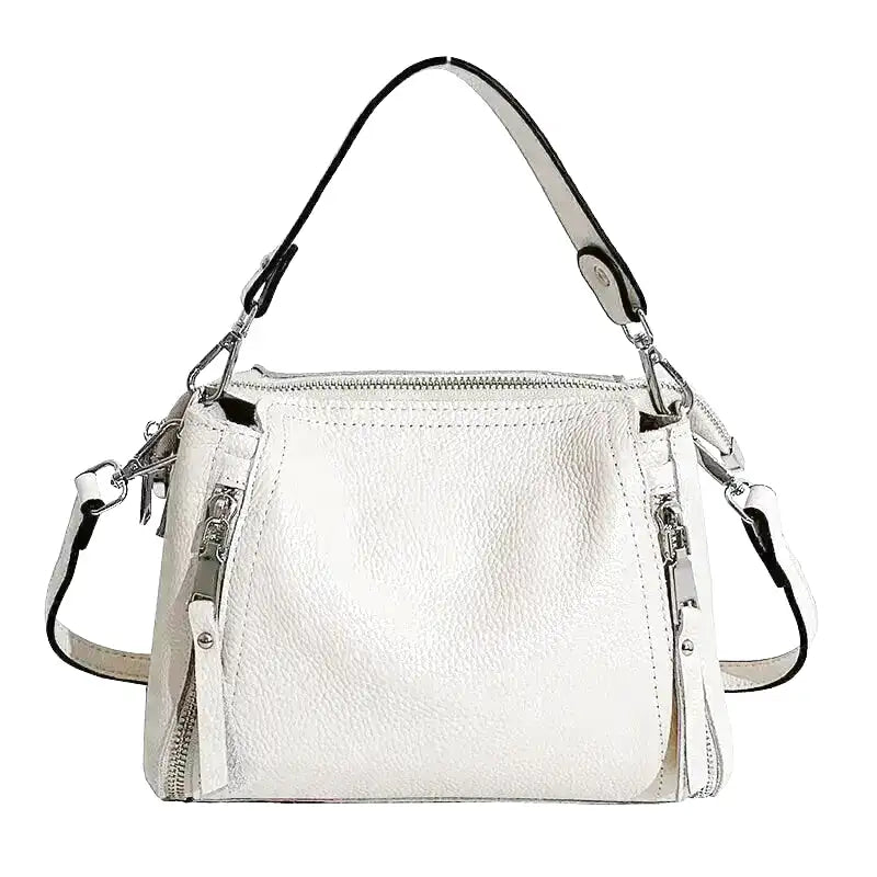 SOFIA - Bolso Bandolera en cuero granulado - Beige - CARMEN VELVET