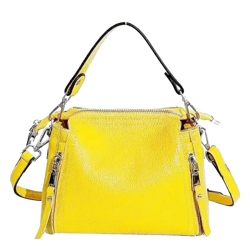SOFIA - Bolso Bandolera en cuero granulado - Amarillo - CARMEN VELVET