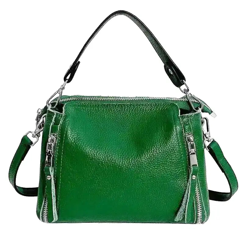 SOFIA - Bolso Bandolera en cuero granulado - Verde - CARMEN VELVET