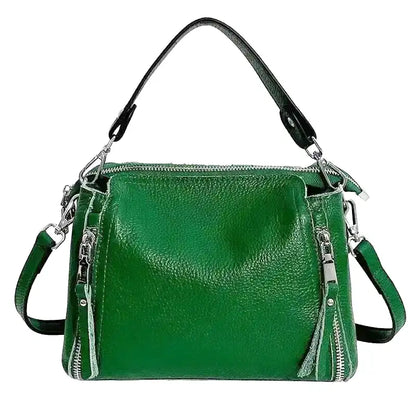 SOFIA - Bolso Bandolera en cuero granulado - Verde - CARMEN VELVET