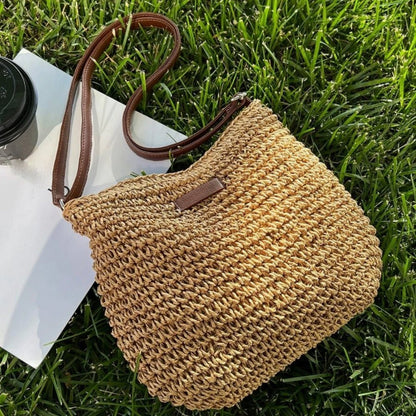 Triana - Sac bandoulière en paille avec fermeture éclair — image 6