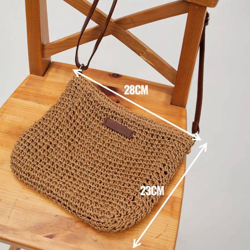 Triana - Sac bandoulière en paille avec fermeture éclair — image 5