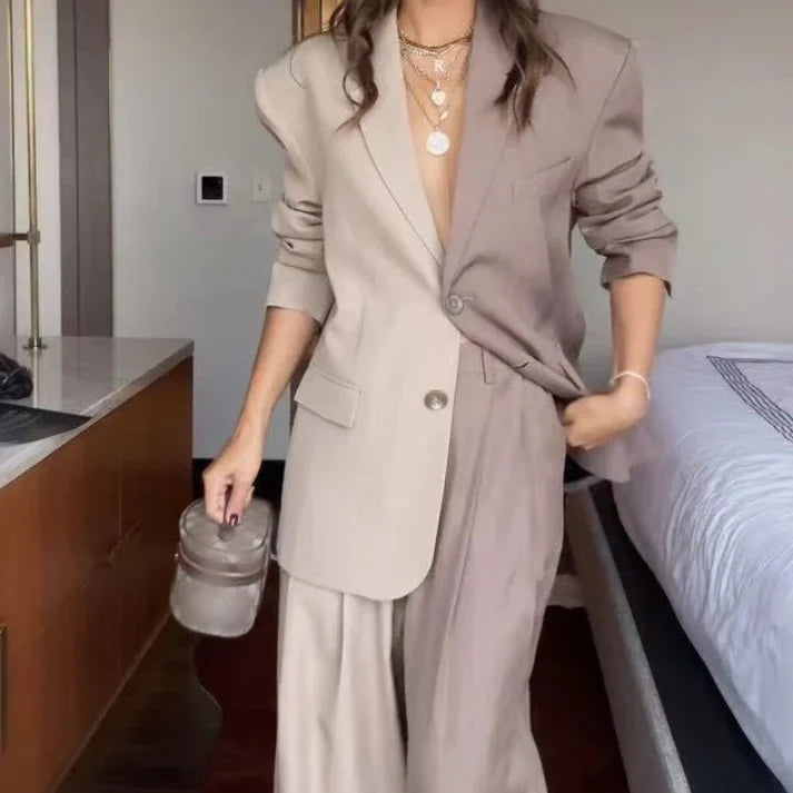 Mía - Conjunto de corte relajado bicolor