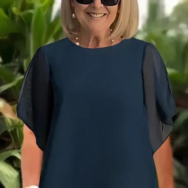 Vega - Conjunto elegante con top asimétrico y pantalón ancho