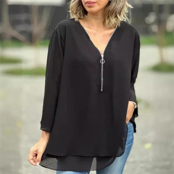 Ariel - Blusa de gasa con doble cremallera