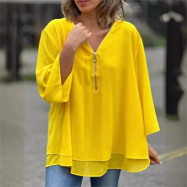 Ariel - Blusa de gasa con doble cremallera