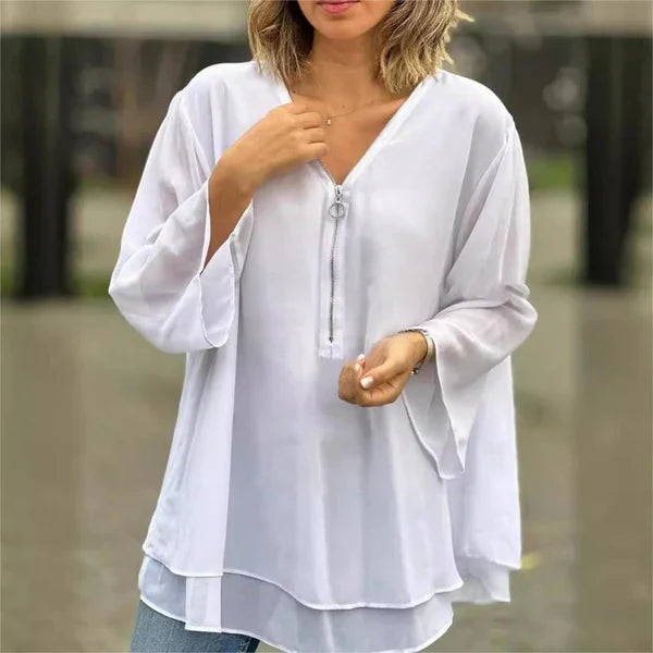 Ariel - Blusa de gasa con doble cremallera