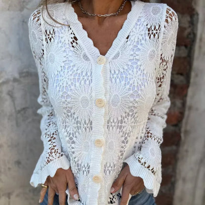 Marina - Cardigan de encaje con cuello en V