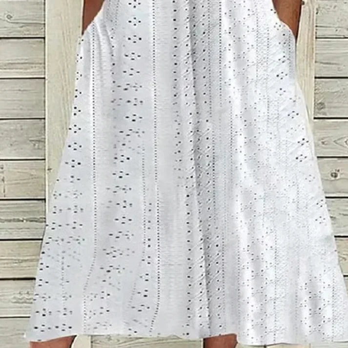 Bianca - Vestido midi calado con escote de pico