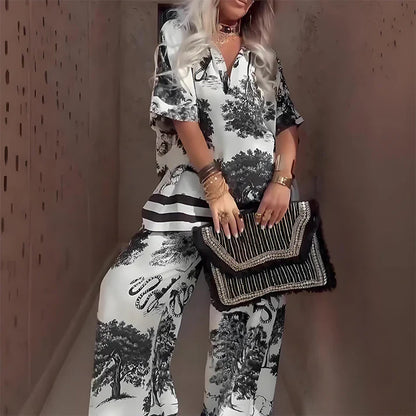 Patricia - Conjunto motivo con pantalón de caída ligera