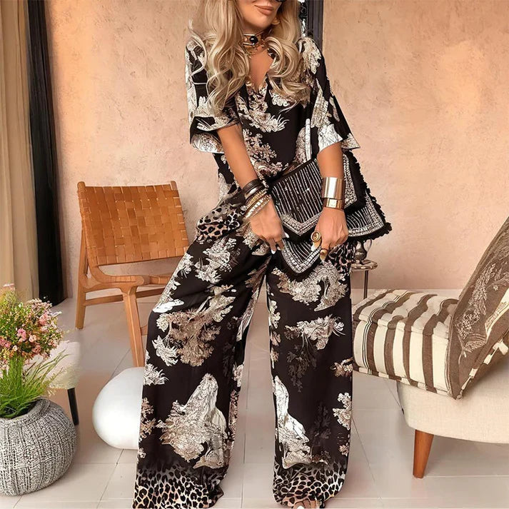 Patricia - Conjunto motivo con pantalón de caída ligera