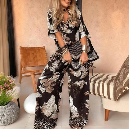 Patricia - Conjunto motivo con pantalón de caída ligera