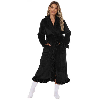 Amalia - Bata suave y esponjosa con detalle de volantes elegantes