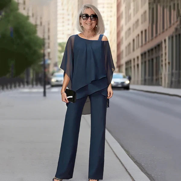 Carmen - Conjunto de gasa plisada y pantalón ancho