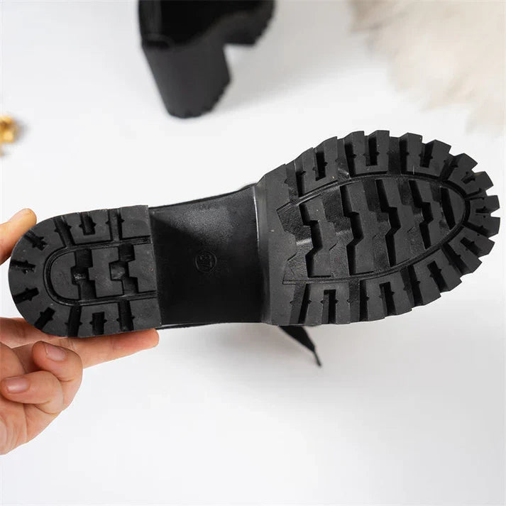 Hespera - Botines con encaje y tacón grueso