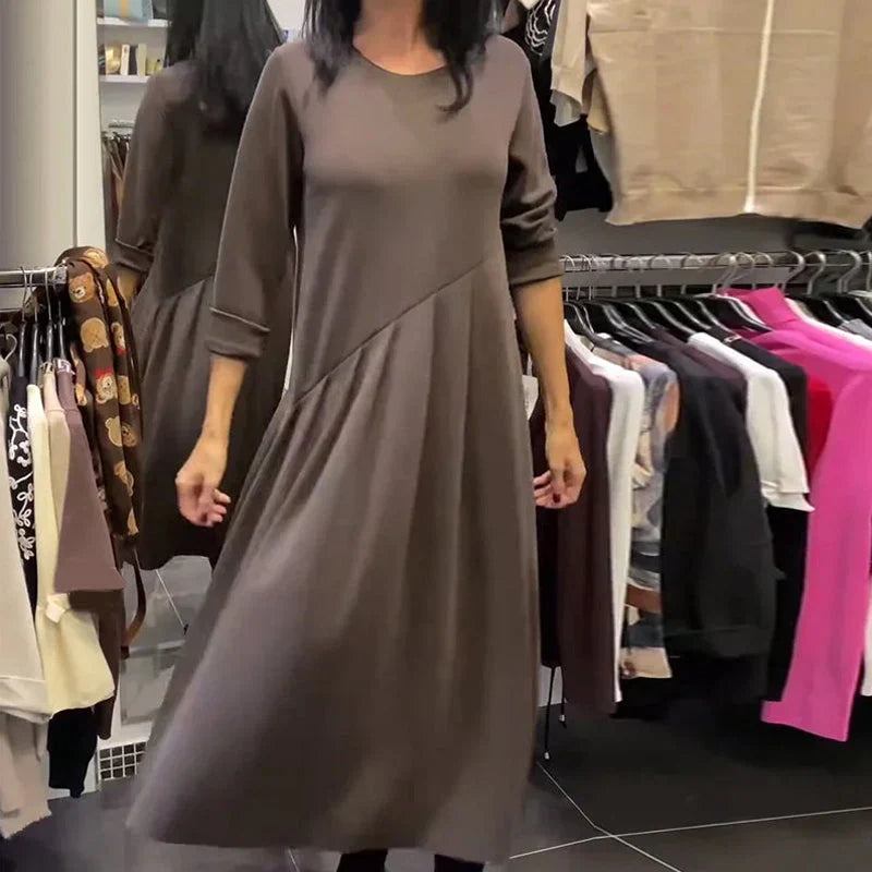 Leonor - Vestido de estilo diario con escote redondo