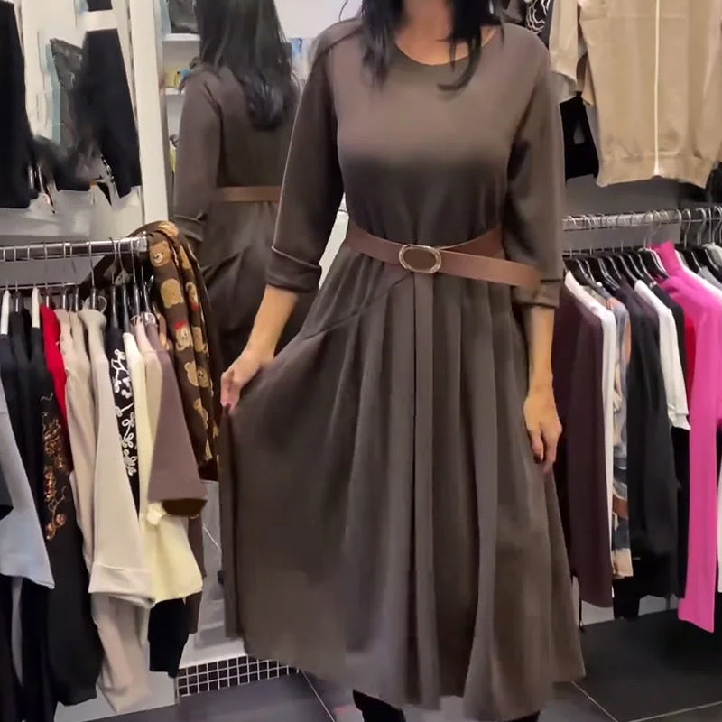 Leonor - Vestido de estilo diario con escote redondo