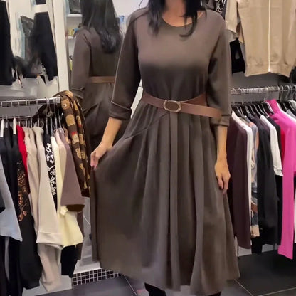 Leonor - Vestido de estilo diario con escote redondo