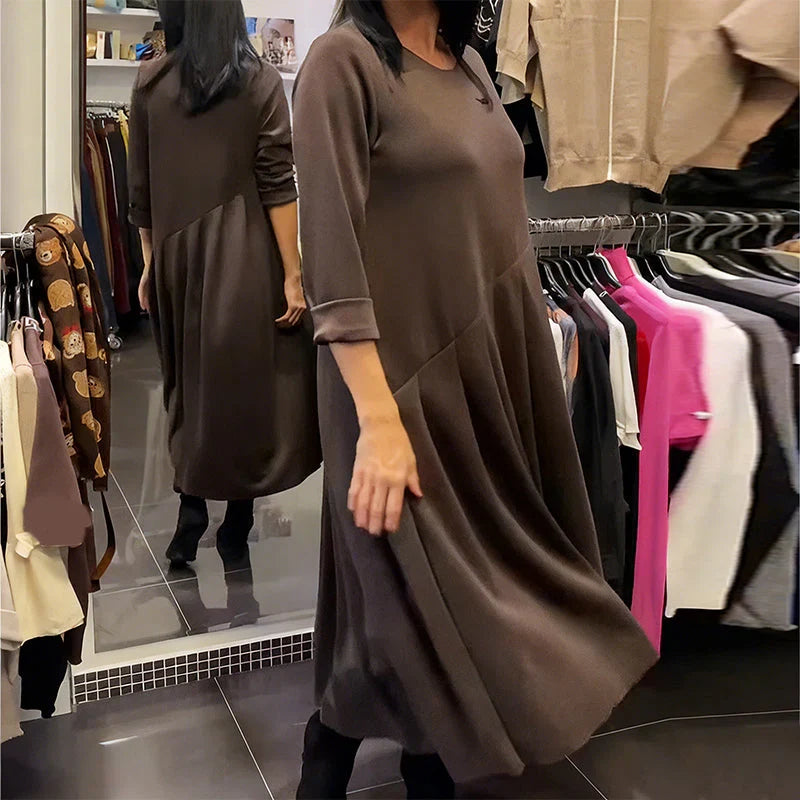 Leonor - Vestido de estilo diario con escote redondo
