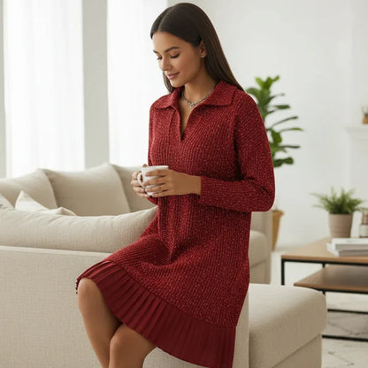 Alicia - Vestido corto con solapa y brillo sutil