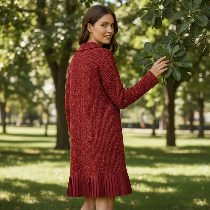 Alicia - Vestido corto con solapa y brillo sutil