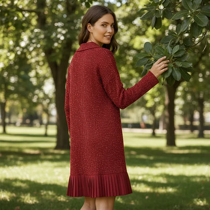 Alicia - Vestido corto con solapa y brillo sutil