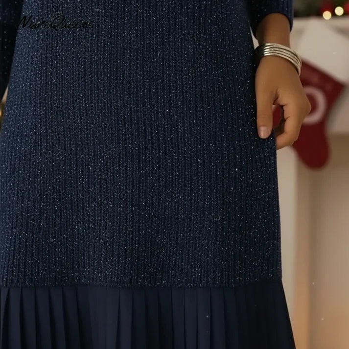 Alicia - Vestido corto con solapa y brillo sutil