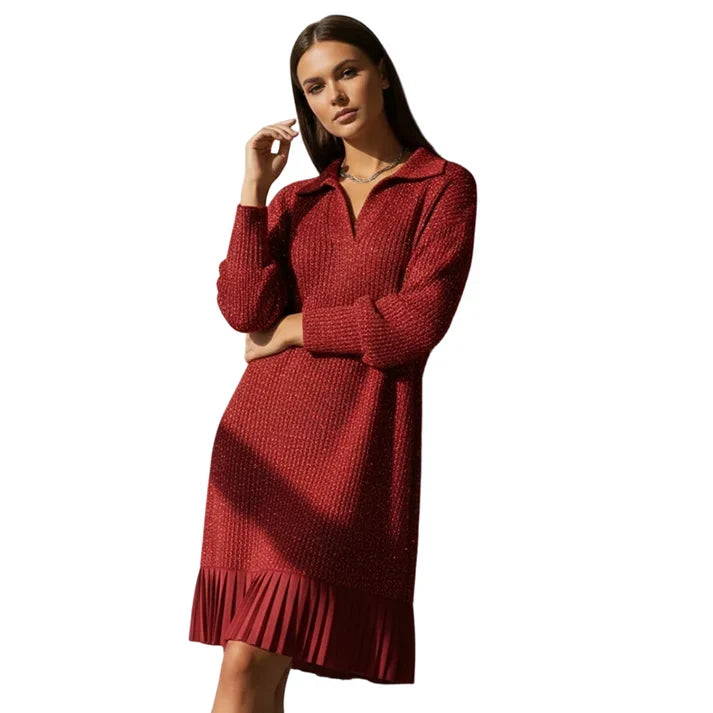 Alicia - Vestido corto con solapa y brillo sutil