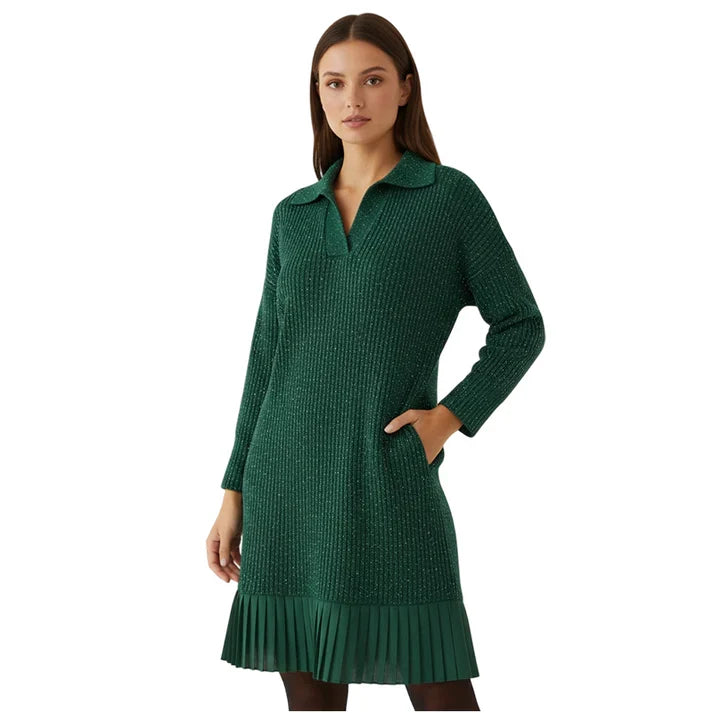 Alicia - Vestido corto con solapa y brillo sutil