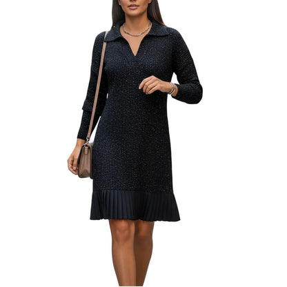 Alicia - Vestido corto con solapa y brillo sutil