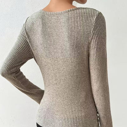 Alma - Top de punto de manga larga con cuello drapeado